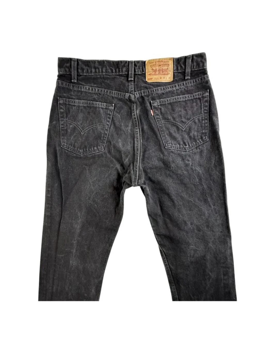 Vintage Levis 505 Jeans Mens 36x36 Black Regular Straight Zip Fly Made USA 90s